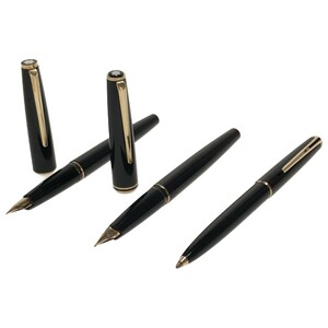 【MONTBLANC 3本まとめ】万年筆 CLASSIC + 型番なし ブラック×ゴールド ペン先 14K 585 + ボールペン ハンマートリガー モンブラン J1150
