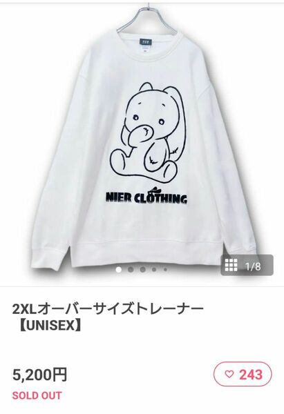 最終価格おまけ付き・⑳NieR CLOTHING 2XLオーバーサイズトレーナー