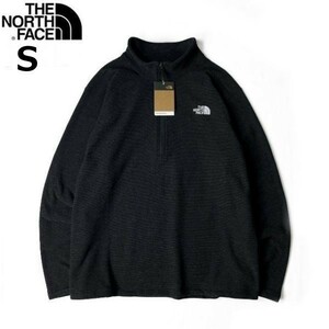 1円～!売切!【正規新品】THE NORTH FACE◆TEXTURED CAP ROCK 1/4 ZIP PULLOVER フリース 厚手ニット US限定 裏起毛(S)黒 181024-33