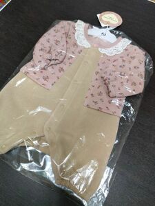 女の子　ロンパース　カバーオール　花柄　ピンク　ブラウン　60cm　 ベビー　 ベビー服　