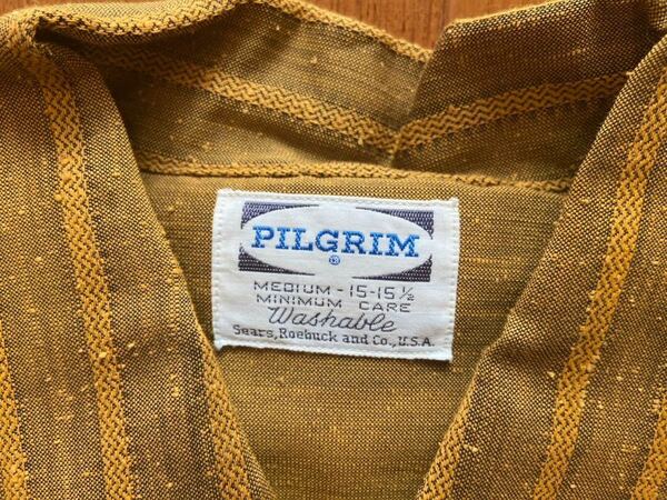 デッドストック 60s PILGRIM ボックスシャツ 15-15.5 ピルグリム 絣 カスリ ビンテージヴィンテージSEARS