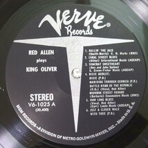 10018592;【US盤/黒T字/VERVE】Red Allen / Plays King Oliver_画像3