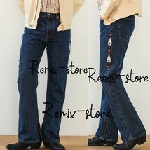 ★今が旬！フラワーチルド 70’s スタッズ 裾ジップ 14.4oz デニム フレアパンツ サイズ28～36 メンズ 復刻 アメカジ ヴィンテージ★bm414_画像1