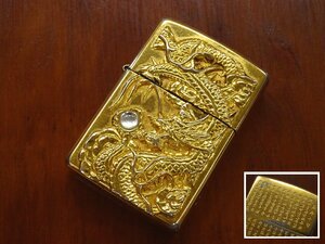 ∇花∇ヴィンテージ 限定 ZIPPO 1996年製 龍 辰 延命十句観音経 ゴールド ジッポー シリアル№0184 オイルライター 喫煙具 58 【検マルボロ