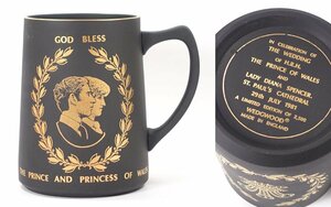 ∇花∇【ウェッジウッド/WedgWood】 1981年限定ビアマグ チャールズ殿下＆ダイアナ妃肖像ビアジョッキ ED519/2500