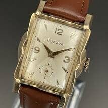 【1円スタート】ブローバ/Bulova/スクエア/10BM/1950’s/アンティーク/手巻/ゴールドケース/メンズ腕時計/男女兼用/動作良好/純正/スモセコ_画像1