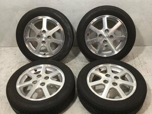 7～8分山 ブリヂストン ネクストリー 155/65R14 75S 2022年 ダイハツ純正アルミ 14ｘ4.5J +45 4H 100 ハブ径54ｍｍ 4本 ノーマルタイヤ