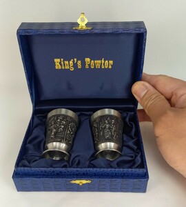 ★☆KINGS PEWTER キングス ピューター　ヴィンテージ　錫製 ショット　2個　酒器　箱付☆★