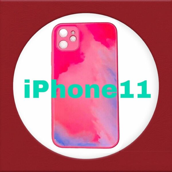 新品　iPhone11 携帯ケース　シリコンケース　ハードケース　水彩　赤系　a