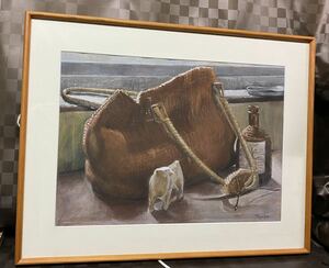 Art hand Auction 真作 パステル画 田村隆三 静物画 柔らかな陰影 額縁 額装 インテリア アンティーク リアリズム, 美術品, 絵画, パステル画, クレヨン画