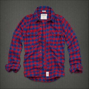 Abercrombie & Fitch アバクロンビー&フィッチ/Railroad Notch Flannel Shirt 長袖ネルシャツ 2013 レッド ブルー サイズM 美品 直営店公式