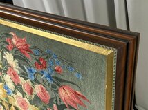 X330 ペルシャ絨毯 タブリーズ産 ウール 寸法61×79cm 額装 美術品 インテリア_画像5