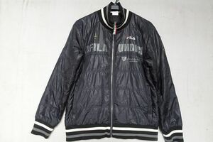 FILA/フィラ/FL9C15083IJ/中綿入ブルゾン/ジャンパー/アウター/前ジップアップ/グレーライン入リブ/黒/ブラック/Lサイズ(1/29R)