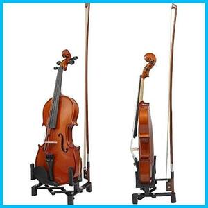 ★ブラック★ バイオリンスタンド 弓用のホルダー付き 折りたたみ 調整可能,バイオリンロジン付き Violin Stand with Bow Holder