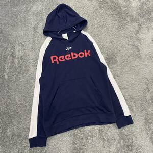 Reebok リーボック スウェット パーカー プルオーバー サイズXL ネイビー 紺色 メンズ トップス 最落なし （X13）