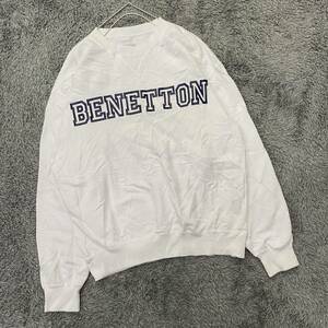 BENETTON ベネトン スウェット トレーナー サイズ46 ホワイト 白 メンズ トップス 最落なし （O14）