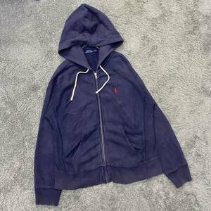 POLO RALPH LAUREN ラルフローレン スウェット パーカー ジップアップ サイズM ネイビー 紺色 メンズ トップス 最落なし （O14）