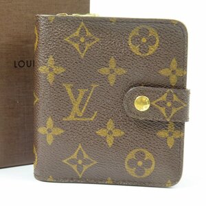 68493★1円スタート★LOUIS VUITTON ルイヴィトン 極美品 ベタ無 コンパクトジップ ヴィンテージ モノグラム 二つ折り財布 ブラウン