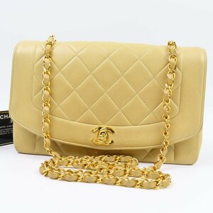 68691★1円スタート★CHANEL シャネル 中極美品 ダイアナフラップ チェーンショルダーバッグ ターンロック ココマーク ラムスキン ベージュ