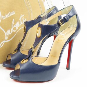 68770★1円スタート★Christian Louboutin クリスチャンルブタン 未使用品 ハイヒール ミュール オープントゥ 靴 37 1/2 24.5cm パンプス