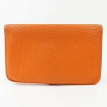 68886★1円スタート★HERMES エルメス 外美品 ドゴンGM コインケース付 ヴィンテージ 長財布 トゴ オレンジ □F刻印_画像2