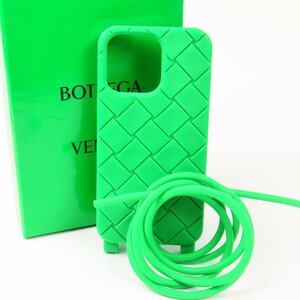 68928★1円スタート★BOTTEGAVENETA ボッテガヴェネタ 新品同様美品 iPhoneケース マキシイントレチャート ストラップ付 スマホケース