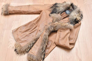  Tornado Mart TORNADO MART raccoon fur leather coat L size sheep leather 