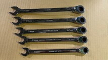 Snap-on スナップオン snapon ラチェット 切替 スパナ コンビ レンチ 15 16 17 18 19mm セット 未使用 美品 板ラチェ_画像2