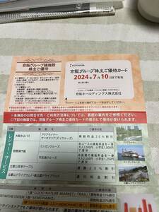 ☆京阪株主優待カード1冊☆　 「ひらかたパーク入園券2枚ほか　2024年7月10日まで