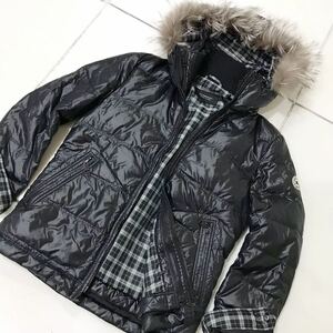 BURBERRY BLACK LABEL/バーバリーブラックレーベル☆ダウンジャケット☆ダウン95%☆2WAY☆インナーダウン☆フォックス☆ノバチェック☆黒/M