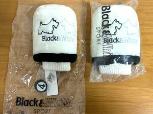 【未使用品】　Black & White　B&W　ブラック＆ホワイト　ゴルフ　ヘッドカバー　FW用　2点　白色