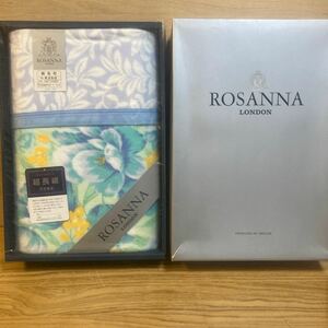 DE-642【保管品】コットンケット 超長綿 天然繊維 ROSANNA LONDON 綿毛布 ブルー系 綿毛布 寝具