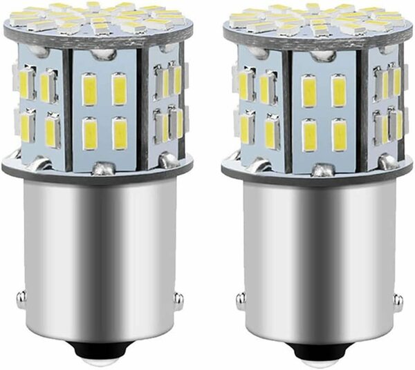 『送料無料』S25 シングル球 LED バックランプ 3014SMD ホワイト ピン角180度 6000-6500K1156 P21W 1156 G18 1280LM 2個　白　YO　ライト