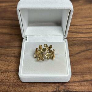 K18 18 gold te The Yinling g ring 4.1g flower flower precious metal 