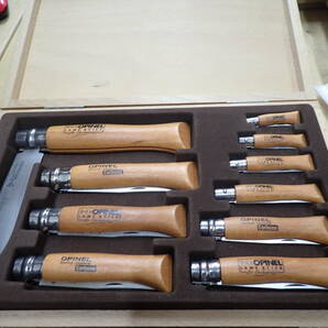 『G08A』希少★オピネル OPINEL ナイフ 10本まとめてセット 専用木箱入 カーボンの画像1