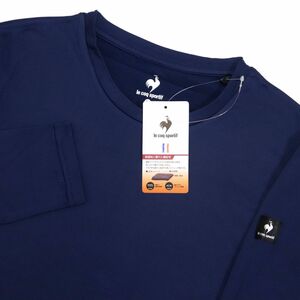 ★ルコック LE COQ ゴルフ GOLF 新品 メンズ 保温 裏起毛 ストレッチ 長袖 クルーネック シャツ 紺 Lサイズ[12806121N-L]一 三 弐★QWER