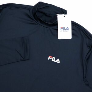 ●送料390円可能商品 フィラ ゴルフ FILA GOLF 新品 メンズ シンプル ハイネック 長袖 シャツ 紺 XLサイズ[782998NV1N-LL]一 三 参★QWER