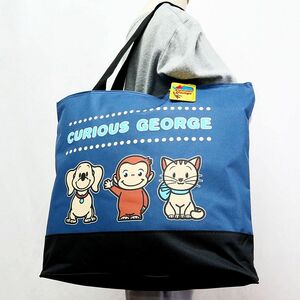 ★おさるのジョージ Curious George 新品 ファスナー付き たっぷり入る トートバッグ BAG かばん 鞄 バッグ [GEORGENV1N] 一 六★QWER★