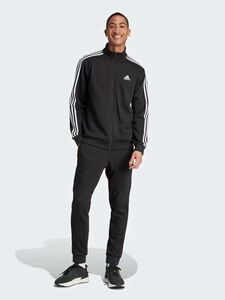 ★アディダス ADIDAS 新品 メンズ スリーストライプス フリース 裏起毛 トラックスーツ 上下セット 黒 XLサイズ[SETIJ6067-XL] 五 参★QWER