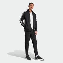 ★アディダス ADIDAS 新品 メンズ スリーストライプス フリース 裏起毛 トラックスーツ 上下セット 黒 XO[SETIJ6067-2XL] 五 参★QWER_画像3