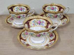 ROYAL ALBERT レディハミルトン カップ&ソーサー 3客セット 金彩 ロイヤルアルバート