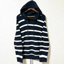 (^w^)b ZARA COLLECTION ザラ コレクション ボーダー 柄 スウェット プルオーバー パーカー トップス ネイビー ホワイト XL 7839EE_画像1