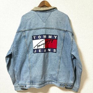 (^w^)b TOMMY HILFIGER トミー ヒルフィガー 80s 90s ヴィンテージ 襟 配色切替 デニム ジャケット ジージャン ロゴ 刺繍 青系 0 8079EE