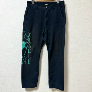 (^w^)b XLARGE エクストララージ 01192605 プリント ワーク チノ パンツ ボトムス ジッパー フライ ストリート ネイビー W32 8124EE