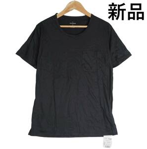 ◆新品 タグ付き◆ STUDIOUS ステュディオス ギザリヨセル 天竺 Uネック 半袖 ポケット Tシャツ カットソー 黒 レディース 0 日本製 1044A0