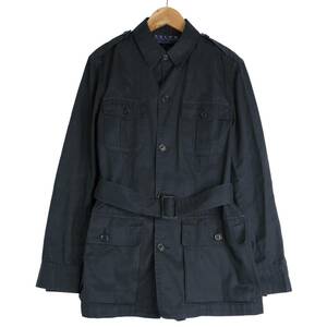 ◆良品 送料無料◆ RALPH LAUREN ラルフローレン コットン ミリタリー スプリング トレンチコート 黒 レディース 11 L　0584A0