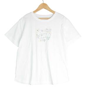 ◆良品 送料無料◆ AMACA アマカ 刺繍 半袖 Tシャツ カットソー 白 ホワイト レディース 38 ◆三陽商会◆ 1584A0