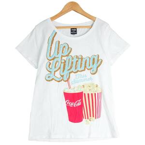 ◆美品 希少デザイン◆ BEAMS T ビームス × コカコーラ プリント 半袖 Tシャツ カットソー 白 ホワイト レディース M　1954A0