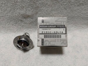 開封済未使用 日産 純正部品 サーモスタット THERMOSTAT 21200-42L0A 開弁温度 76.5℃ スカイライン R34 GT-R BNR34 ER34 ENR34 HR34