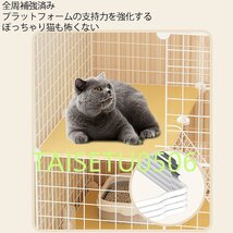 屋内猫ケージ 2段子猫ケージハウス 屋外猫ケージ フェレットケージ 小動物、ウサギ、キャンプ、簡単組み立て用 75*75*83cm black_画像3